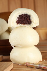 beautiful oriental decorated sweets with cream, bean jam and others
