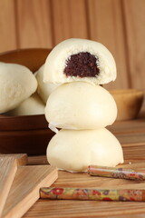 beautiful oriental decorated sweets with cream, bean jam and others
