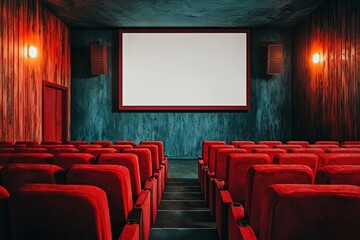 Fototapeta premium Empty Movie Theater Seats and a Blank Screen