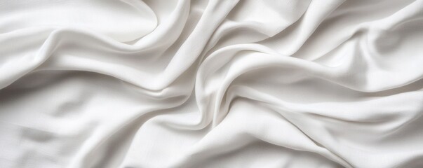 Fototapeta premium Clean White Linen with Geometric Folds Casting Shadows - Close-up Shot with Copy Space for Text