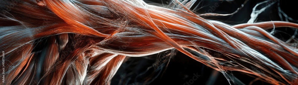 Poster An abstract composition of flowing strands showcasing dynamic movement and vibrant colors, ideal for creative projects.