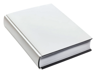 A blank book resting on a flat surface indoors, cut out - stock png.