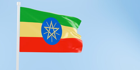 Ethiopia flag of silk-3D illustration. 3d render.