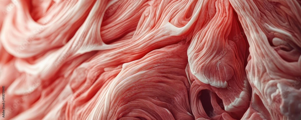 Poster Close-up view of a textured surface resembling organic fibers, showcasing intricate patterns and subtle color variations.