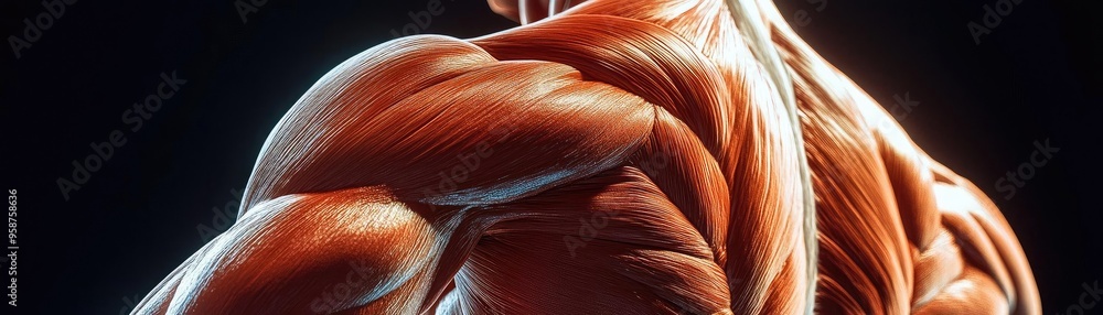 Poster anatomical muscle detail showcasing human physiology and structure in a dynamic pose. ideal for educ