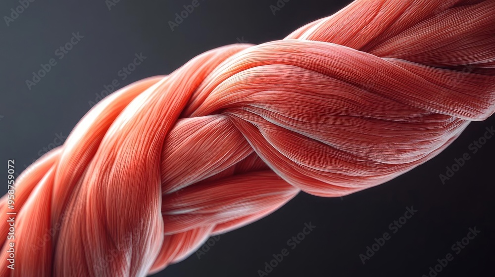 Poster a close-up of a braided, vibrant textile with a smooth texture, ideal for abstract art and textile d