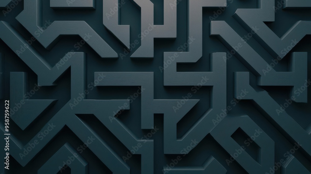 Poster a complex maze with multiple exits, viewed from above, with only one leading to light, symbolizing t