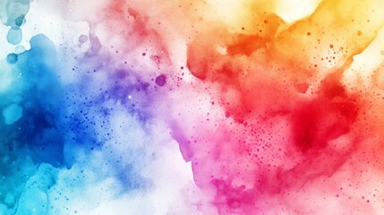 Obraz premium A vibrant background featuring watercolor splashes with mixed colors. Ideal for artistic and creative advertisements.