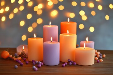 カラフルなキャンドルが並ぶ部屋（スピリチュアル・イベント・儀式・寝る前）