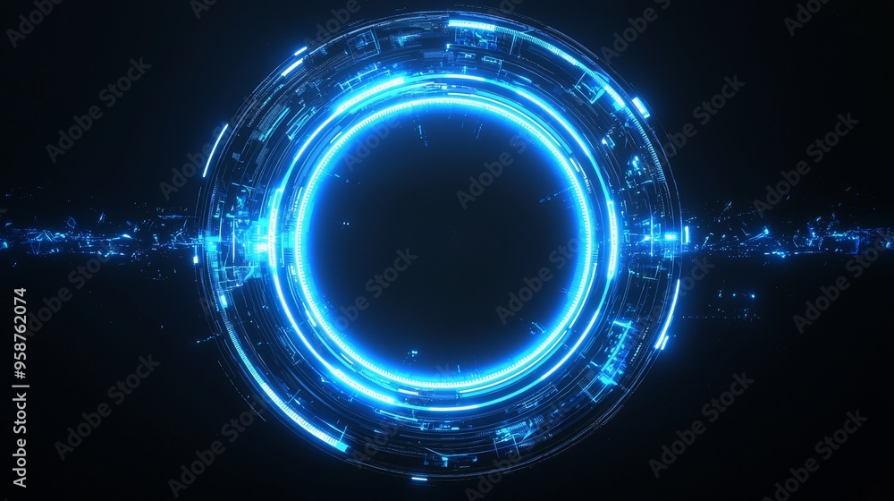 Poster 3d rendering of a circle hud interface. an advanced futuristic display with hologram buttons. digita