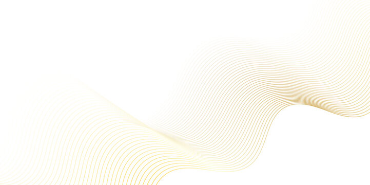Abstract golden wave dynamic curve lines on transparent background with flowing particles. Digital energy waves technology concept. Modern backdrop design for business, presentation, banner.