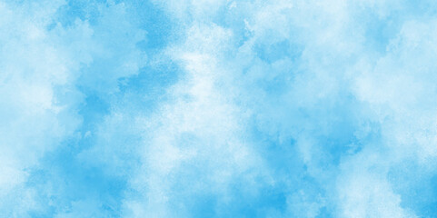 Natural Blue sky watercolor background texture for cover design, Grunge abstract cloudy blue smog texture art design, blue watercolor painting textured cloudy blue sky background.