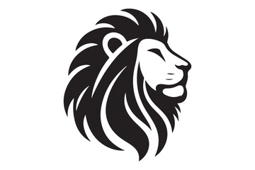 Modern Lion Silhouette in Black Vector Illustration