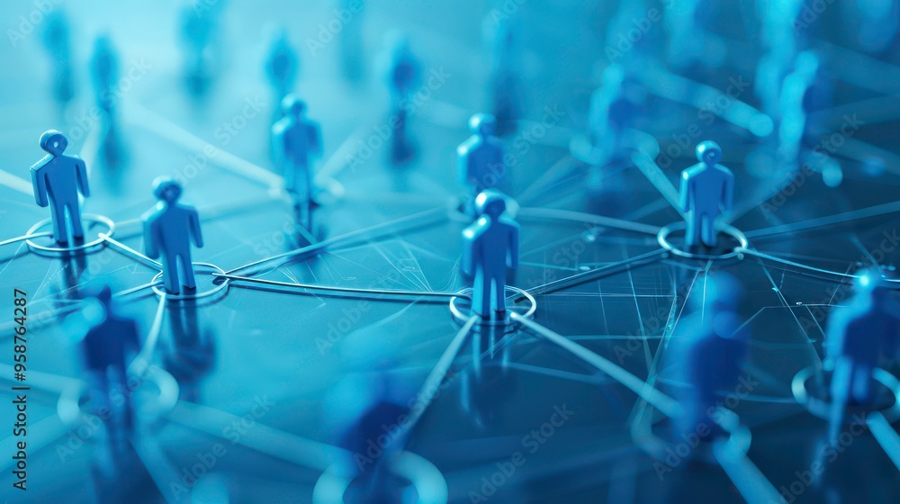 Aufkleber abstract network of connected figures, representing communication and social interaction.