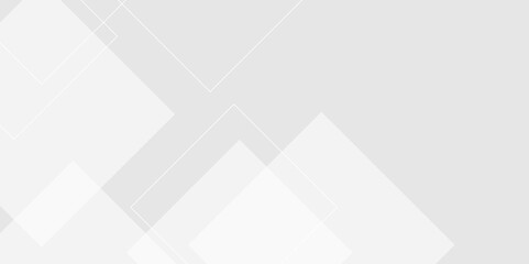 Obraz premium White square pattern on banner design. Modern and minimal concept white and gray abstract geometric background. Vector abstract elegant with copy space template design.