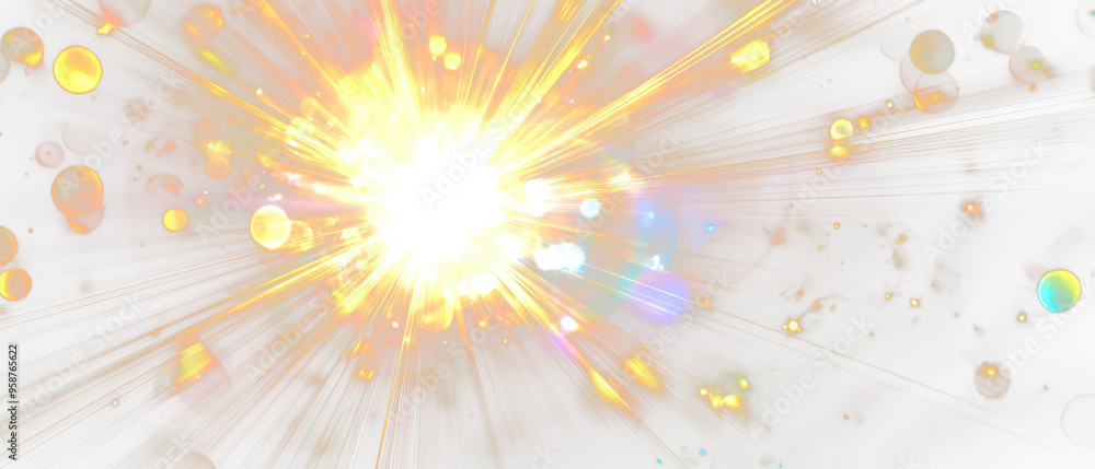 Wall mural vibrant explosion of light and color, visual effect that captures, isolate on transparent background