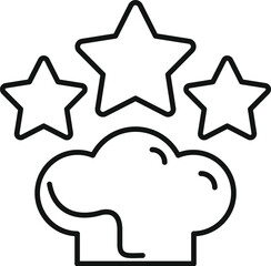 Chef hat getting three stars rating, representing cooking excellence and customer satisfaction