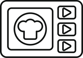 Online cooking course displaying chef hat icon and play buttons for video lessons