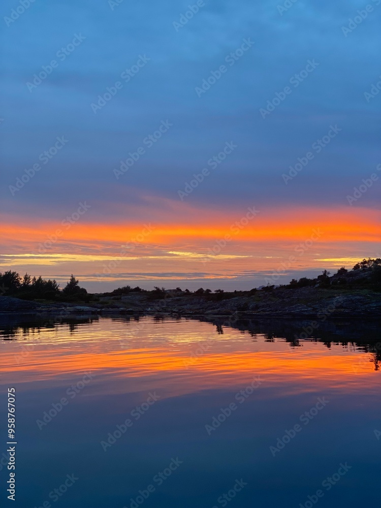 Wall mural sunset over the river