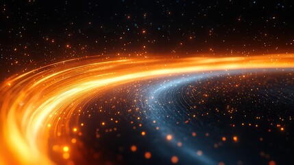 Obraz premium animation abstract black backgroun with golden yellow neon lines an glowing trails moving from left to right an disappearing