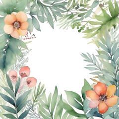 Naklejka premium Watercolor botanical background frame