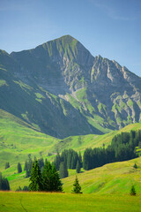 Fototapeta premium green grass hills and mounains in a national UNESCO park. vacation and travel concept