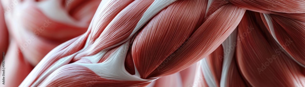 Poster close-up of human muscle structure showcasing intricate details and textures. perfect for anatomy st