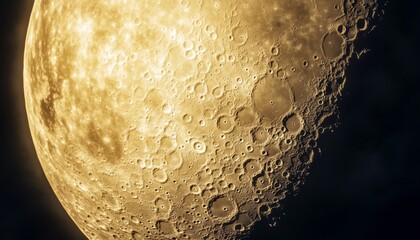 Moon satellite planet closeup macro extreme photo surface detail dark background