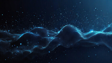 Artificial Intelligence digital data technology background. 3D rendering abstract digital wave of particles. 