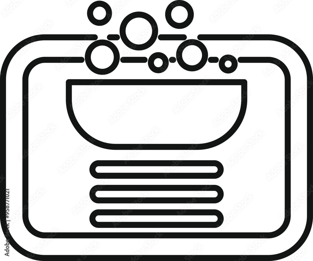 Poster simple icon of a sink with a soap dish making bubbles, perfect for web and mobile apps