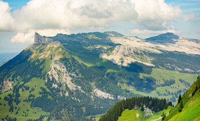a mountain ridge with a scree in a national UNESCO park. hiking and vacation concept