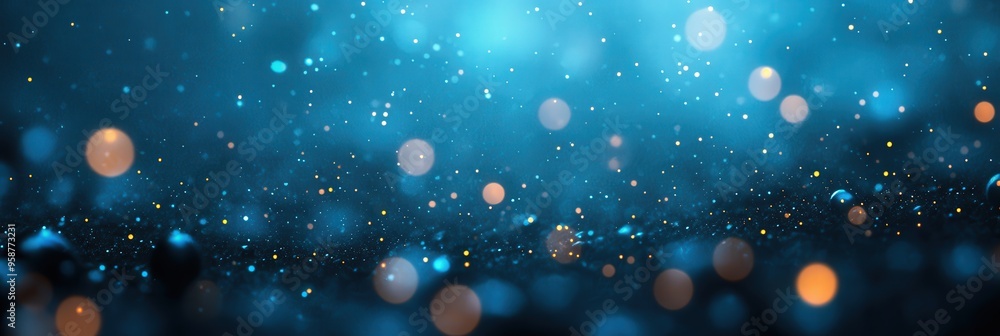 Aufkleber abstract night landscape with bokeh lights and particle animation