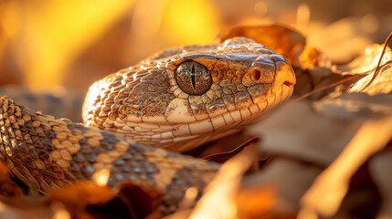 Obraz premium Close-Up of a Snake in Natural Habitat with Intricate Scales and Camouflage