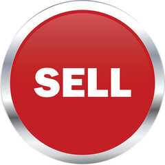 Sell Button in Red with silver, sell icon in Red, Trading Button Icon, Stock market template, Trading template