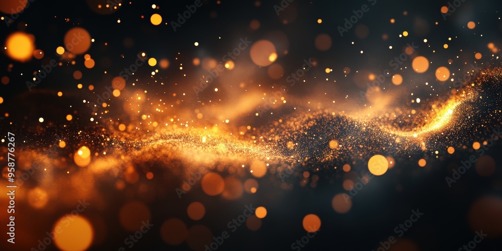 Aufkleber glowing abstract light on a dark background with sparkle bokeh effects