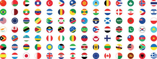 National flags in circle shape. National flags set. World flags. Flags of countries
