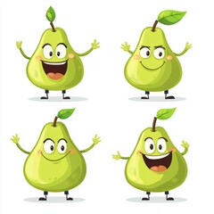 Cute cartoon character of pear fruit