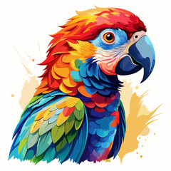 Obraz premium Cute baby parrot cartoon watercolour drawing