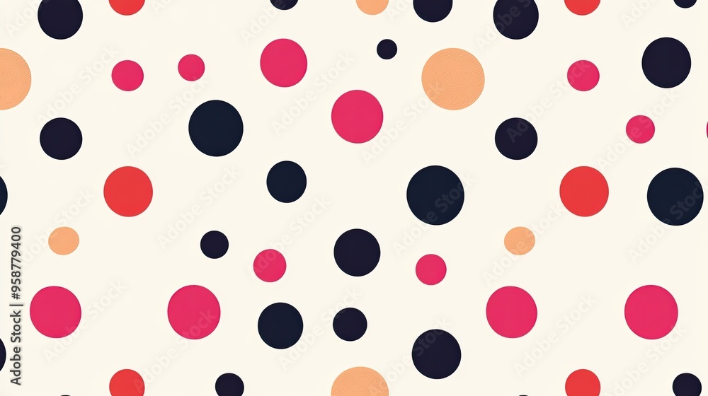 Poster a high-quality vector graphic of a polka dot fabric pattern with evenly spaced dots in contrasting c