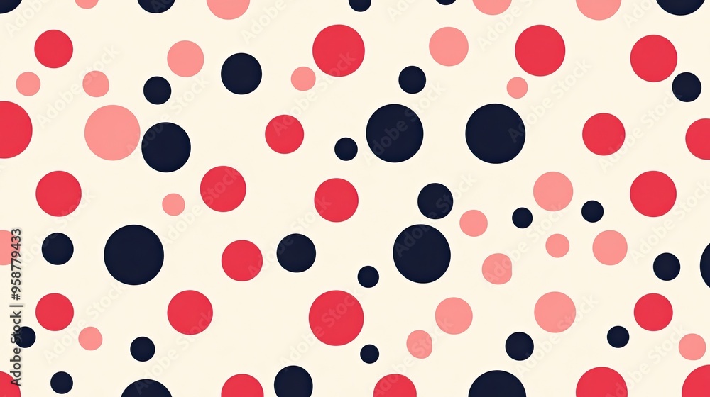 Poster a high-quality vector graphic of a polka dot fabric pattern with evenly spaced dots in contrasting c