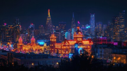 Obraz premium San Francisco's Night Skyline - A Vibrant Cityscape