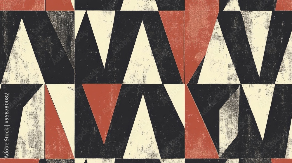 Poster a seamless digital rendering of a modern geometric pattern with sharp lines and contrasting colors. 