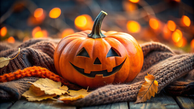 cozy picture happy halloween pumpking orange and black