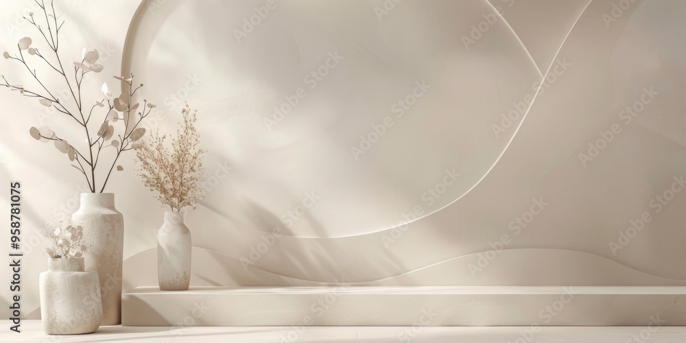 Poster create a minimalist background with soft, neutral colors like beige, light gray, and white. the desi