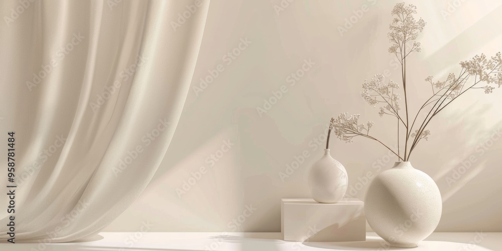 Poster create a minimalist background with soft, neutral colors like beige, light gray, and white. the desi
