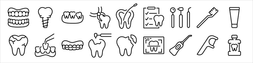 Dental web line icon. Linear icon collection. Editable stroke. Vector illustration