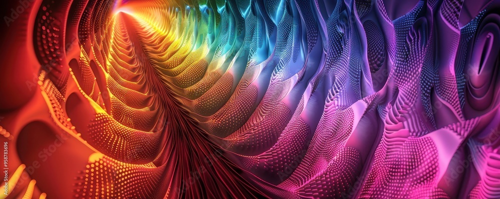 Poster vivid abstract background with a colorful, futuristic 3d tunnel design, showcasing a spectrum of vib