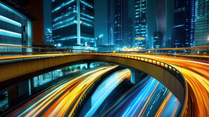 Fototapeta premium Nighttime Cityscape with Blurred Lights