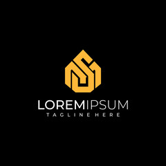 letter at symbol SM or MS modern logo