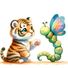 Naklejka premium Nursery Style Adorable Baby Tiger, Cute Jungle Animal Graphics for Kids